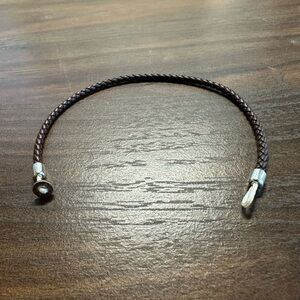 Miansai Brown Braided Leather Bracelet with sterling Silver Accents